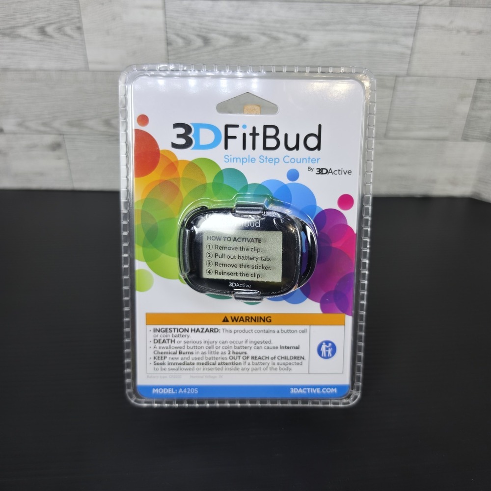 3DFitBud Simple Step Counter Walking 3D Pedometer w/ Clip/Lanyard NEW